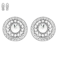 CRYSTAL RHINESTONE PAVE PEARL CLIP-ON EARRING