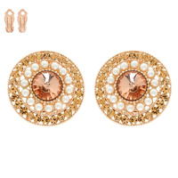CRYSTAL RHINESTONE PAVE PEARL CLIP-ON EARRING