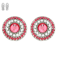CRYSTAL RHINESTONE PAVE PEARL CLIP-ON EARRING