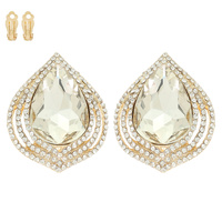TEARDROP CRYSTAL HALO CLIP-ON EARRINGS