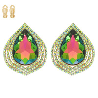 TEARDROP CRYSTAL HALO CLIP-ON EARRINGS