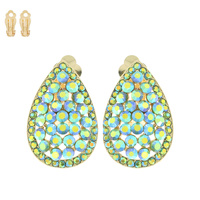 VINTAGE STYLED RHINESTONE TEARDROP CLIP EARRINGS