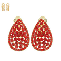 VINTAGE STYLED RHINESTONE TEARDROP CLIP EARRINGS