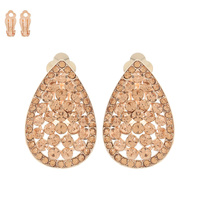 VINTAGE STYLED RHINESTONE TEARDROP CLIP EARRINGS