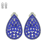 VINTAGE STYLED RHINESTONE TEARDROP CLIP EARRINGS