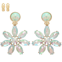 FLORAL MULTI-CUT CRYSTAL CLIP ON EARRINGS