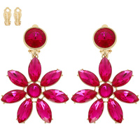 FLORAL MULTI-CUT CRYSTAL CLIP ON EARRINGS