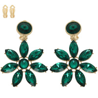 FLORAL MULTI-CUT CRYSTAL CLIP ON EARRINGS
