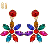 FLORAL MULTI-CUT CRYSTAL CLIP ON EARRINGS