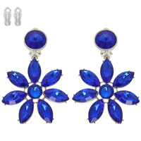 FLORAL MULTI-CUT CRYSTAL CLIP ON EARRINGS