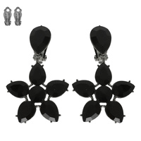 FLORAL PEAR-CUT GEMSTONE CLIP ON EARRINGS