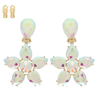 FLORAL PEAR-CUT GEMSTONE CLIP ON EARRINGS