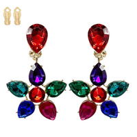 FLORAL PEAR-CUT GEMSTONE CLIP ON EARRINGS