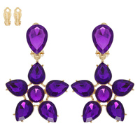 FLORAL PEAR-CUT GEMSTONE CLIP ON EARRINGS