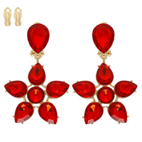 FLORAL PEAR-CUT GEMSTONE CLIP ON EARRINGS