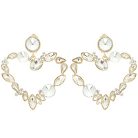 CRYSTAL OPEN HEART DROP CLIP EARRINGS
