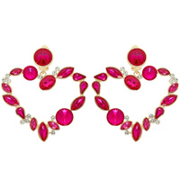 CRYSTAL OPEN HEART DROP CLIP EARRINGS