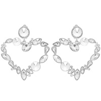 CRYSTAL OPEN HEART DROP CLIP EARRINGS