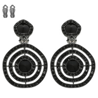 RHINESTONE PAVE CRYSTAL CIRCLE CLIP ON EARRINGS