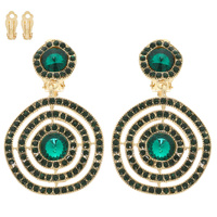 RHINESTONE PAVE CRYSTAL CIRCLE CLIP ON EARRINGS