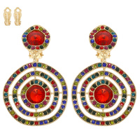 RHINESTONE PAVE CRYSTAL CIRCLE CLIP ON EARRINGS