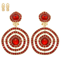 RHINESTONE PAVE CRYSTAL CIRCLE CLIP ON EARRINGS