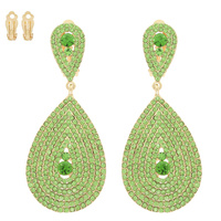 CRYSTAL PAVE TEARDROP CLIP-ON EARRINGS