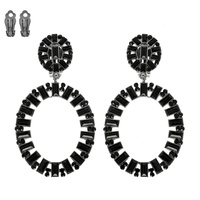 CIRCLE BAGUETTE-CUT CRYSTAL CLIP-ON EARRINGS