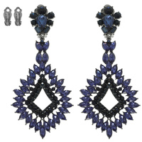 CRYSTAL RHINESTONE CLIP ON CHANDELIER EARRINGS