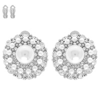 PEARL RHINESTONE EMBELLISHED CLIP-ON EARRINGS