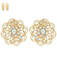 CRYSTAL EMBELLISHED FLORAL CLIP-ON EARRINGS