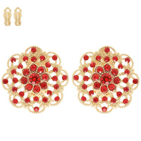 CRYSTAL EMBELLISHED FLORAL CLIP-ON EARRINGS