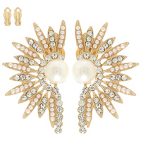 CRYSTAL PEARL EMBELLISHED CLIP-ON EARRINGS