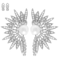 CRYSTAL PEARL EMBELLISHED CLIP-ON EARRINGS