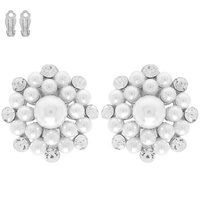 CRYSTAL PEARL EMBELLISHED CLIP-ON EARRINGS