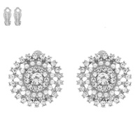 MULTI ROW CRYSTAL CLUSTER CLIP EARRINGS