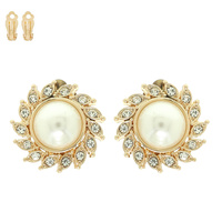 PEARL CRYSTAL HALO CLIP ON EARRINGS