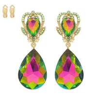 CROWN HALO CRYSTAL CLIP ON EARRINGS