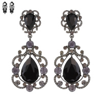 Dangly Teardrop Gem Clip Earrings Ecq28Bbk