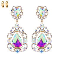 Dangly Teardrop Gem Clip Earrings Ecq28Gab