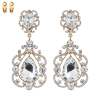 Dangly Teardrop Gem Clip Earrings Ecq28Gcl