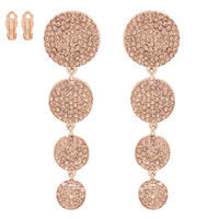 4-TIER CRYSTAL PAVE DISC CLIP-ON DROP EARRINGS