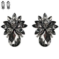 BLACK FASHIONABLE TEARDROP GEM EARRINGS