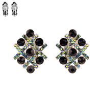 Criss Cross Stone Encrusted Lines Metal Clip Earrings Ecq42Rnv