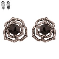 FLORAL CRYSTAL RHINESTONE CLIP-ON EARRINGS
