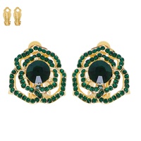 FLORAL CRYSTAL RHINESTONE CLIP-ON EARRINGS