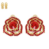 FLORAL CRYSTAL RHINESTONE CLIP-ON EARRINGS