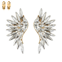 Marquise Gem Cluster Angel Wings Metal Clip EARRINGS Ecq52Gcl