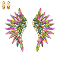 Marquise Gem Cluster Angel Wings Metal Clip EARRINGS Ecq52Gcl