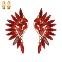 Marquise Gem Cluster Angel Wings Metal Clip EARRINGS Ecq52Gcl